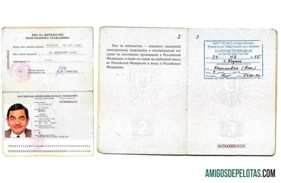 Autorização de residência na Federação Russa para cidadão estrangeiro exemplo